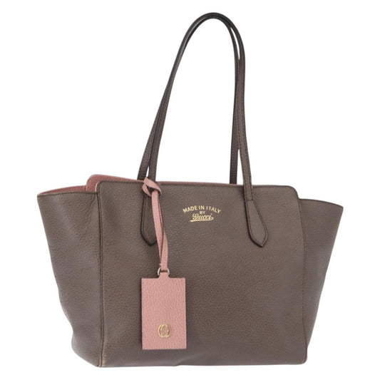 Gucci Swing Tote Leather, GRAY, LEATHER, Tote bag