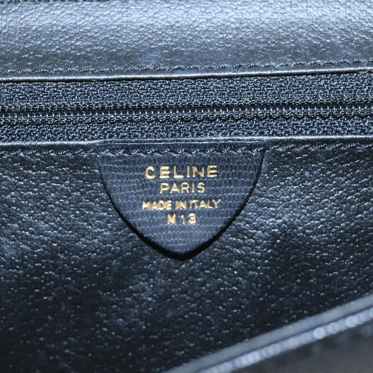Celine Vintage Circle Logo Crossbody Bag Leather, BLACK, LEATHER, Crossbody bag