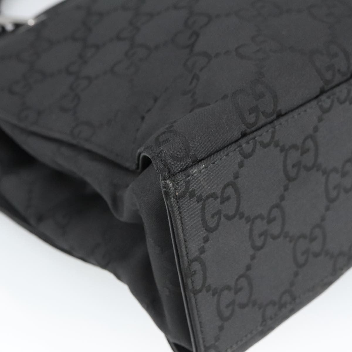 Gucci Vintage Bamboo Handle Tote GG Nylon, Black, Nylon, Tote Bag