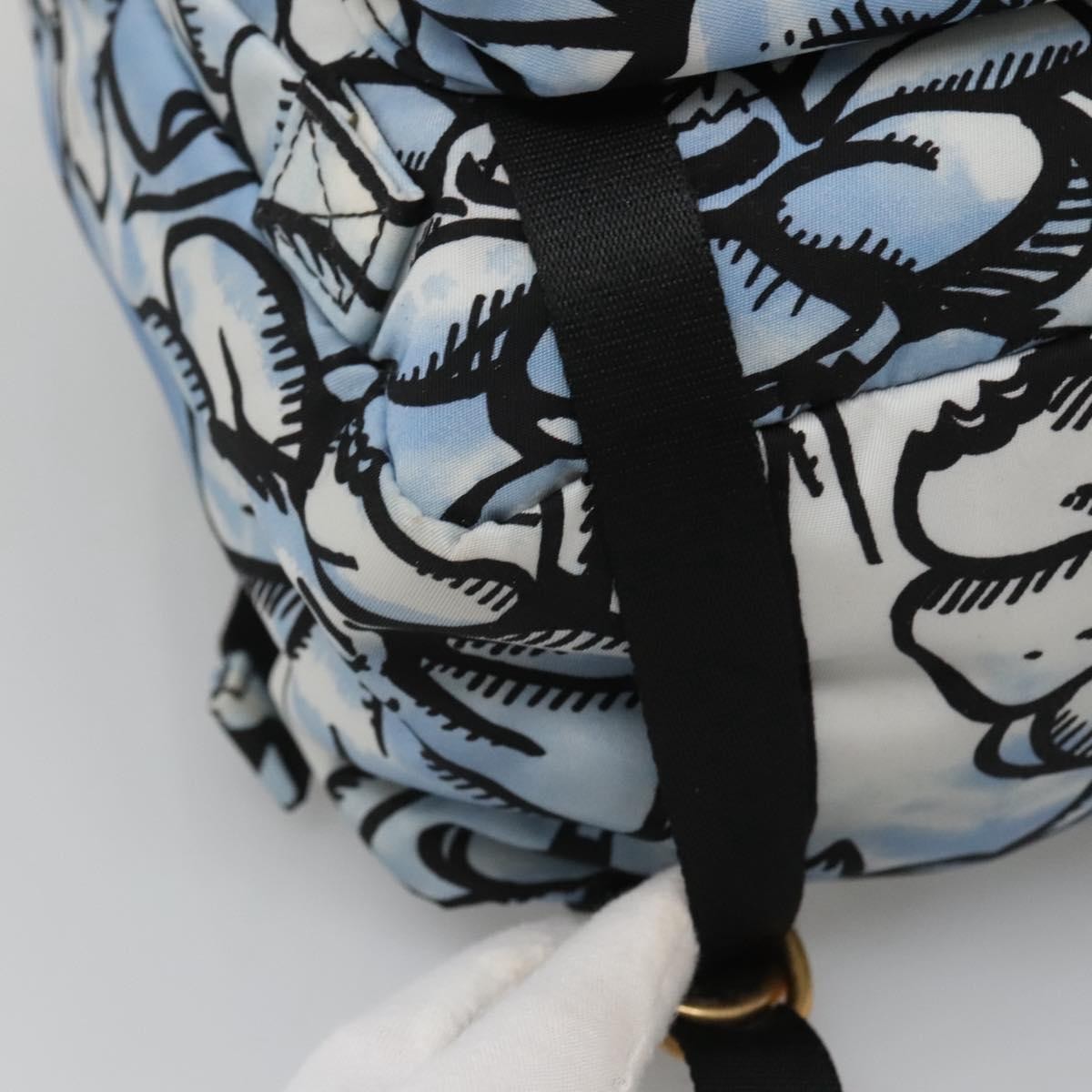 Fendi Baguette Backpack Printed Nylon, BLUE, NYLON, Backpack