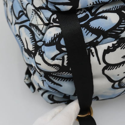 Fendi Baguette Backpack Printed Nylon, BLUE, NYLON, Backpack