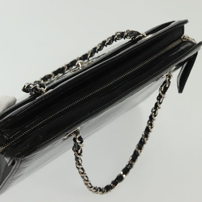 Chanel Vintage CC Lock Pocket Chain Tote Patent, BLACK, PATENT_LEATHER, Handbag