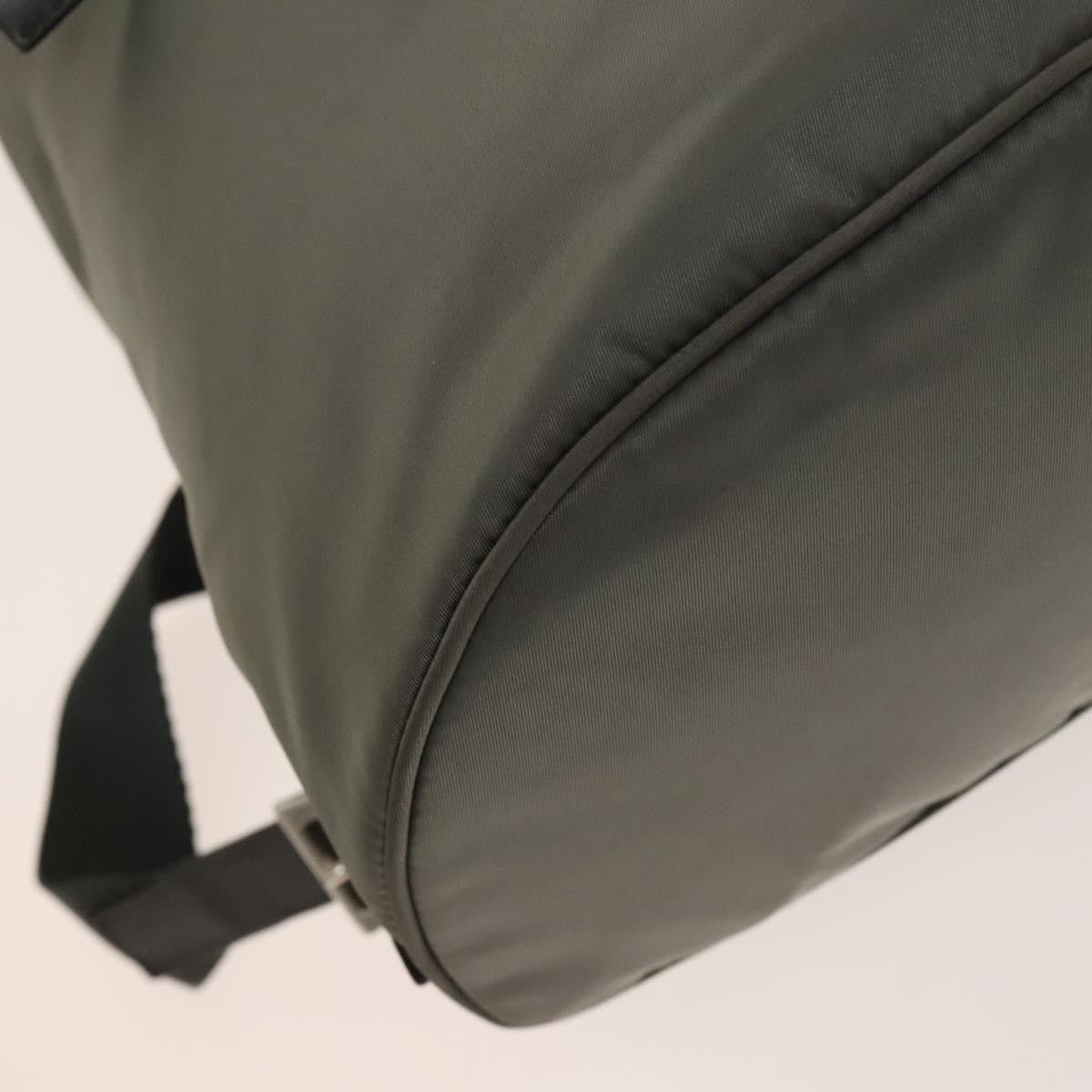 Prada Front Zip Drawstring Backpack Tessuto, GRAY, NYLON, Backpack