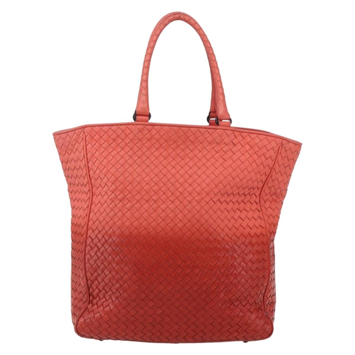 Bottega Veneta Intrecciato Tote Leather, ORANGE, LEATHER, Tote bag