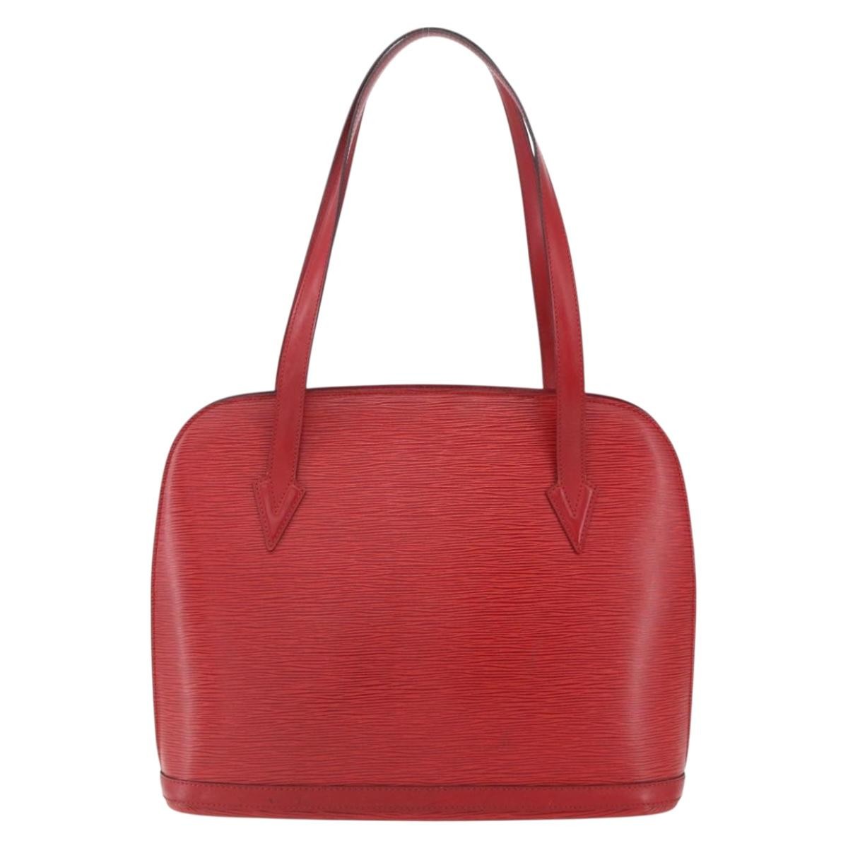 Louis Vuitton Lussac Handbag Epi Leather, RED, LEATHER, Shoulder bag