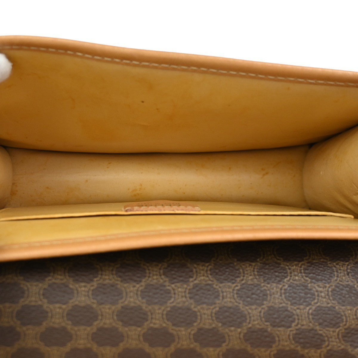 Celine Vintage Macadam Handbag Canvas and Leather, BROWN, CANVAS, Handbag