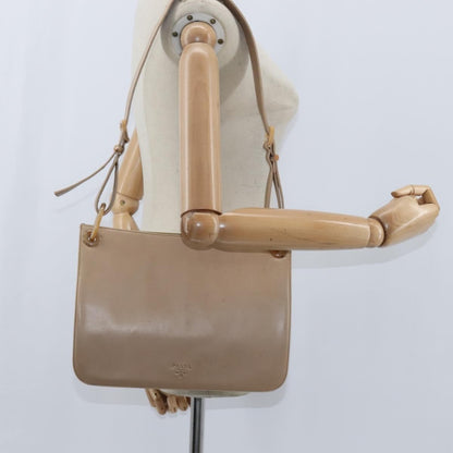 Prada Vintage Shoulder Bag Leather, BEIGE, LEATHER, Shoulder bag