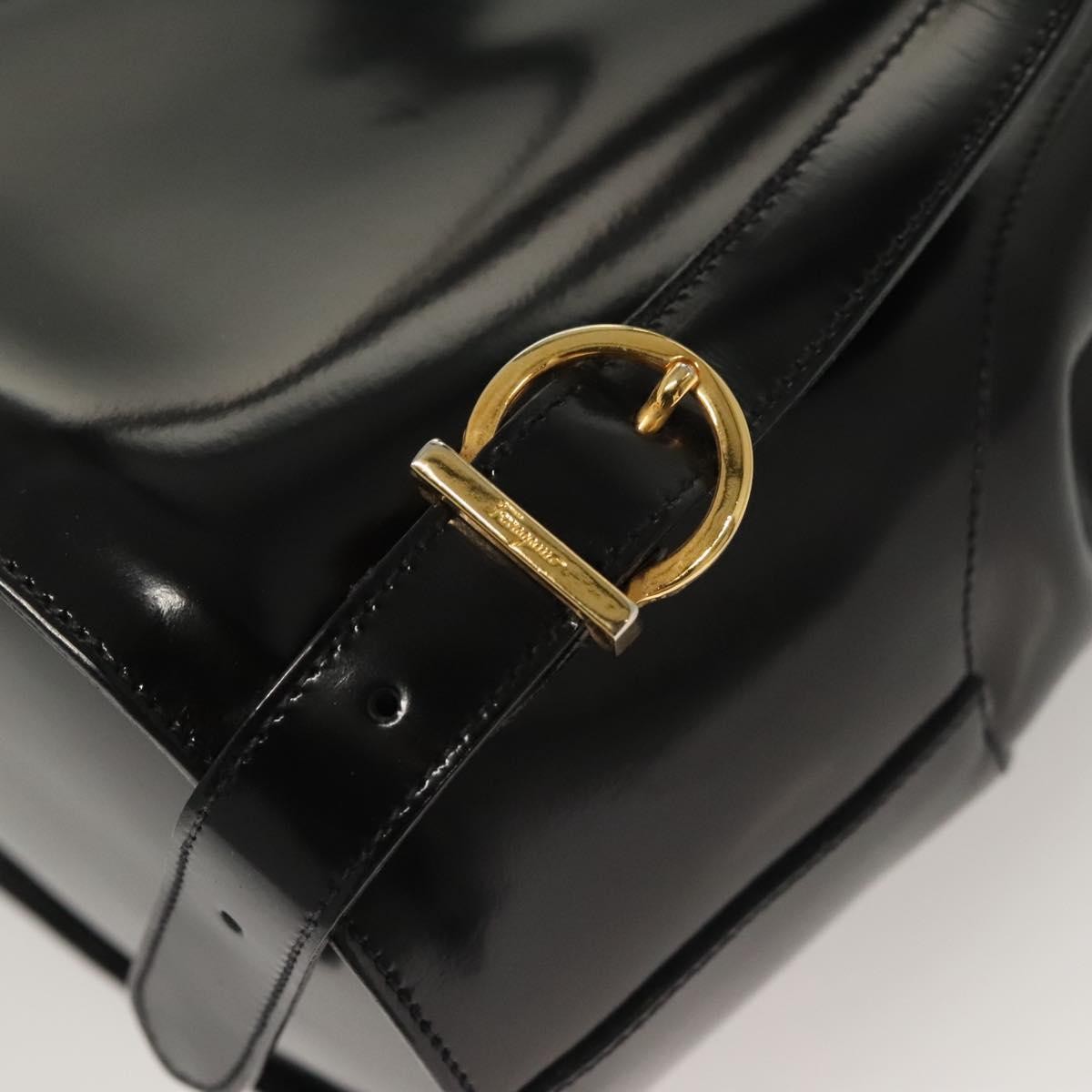 Salvatore Ferragamo Vintage Gancini Backpack Patent Leather, BLACK, PATENT_LEATHER, Backpack