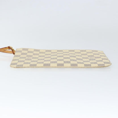 Louis Vuitton Neverfull Pochette Damier, WHITE, CANVAS, Clutche & pouche