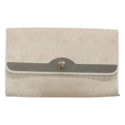 Christian Dior Vintage Honeycomb chain Canvas, WHITE, CANVAS, Handbag