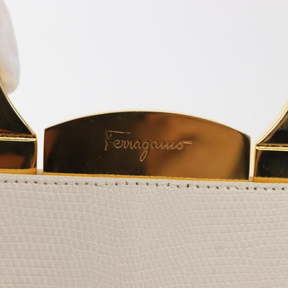 Salvatore Ferragamo Gancini mini handbag Leather, WHITE, LEATHER, Handbag