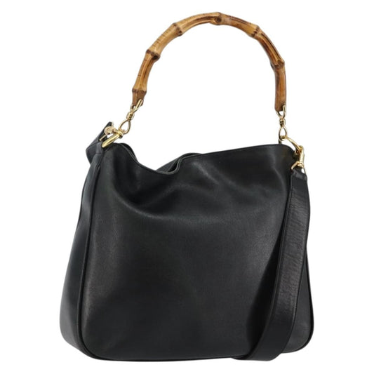 Gucci Diana NM Bamboo Shoulder Bag Leather, BLACK, LEATHER, Shoulder bag
