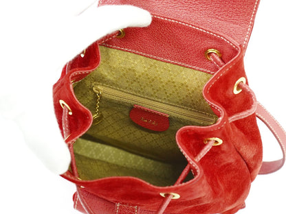Gucci Vintage Bamboo Backpack Suede, RED, SUEDE, Backpack