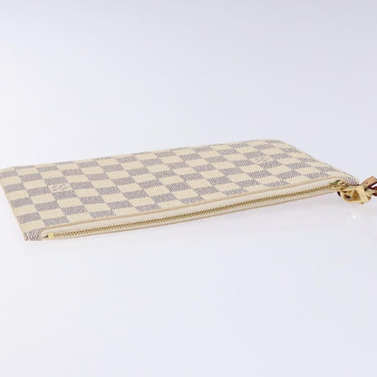 Louis Vuitton Neverfull Pochette Damier, WHITE, CANVAS, Tote bag