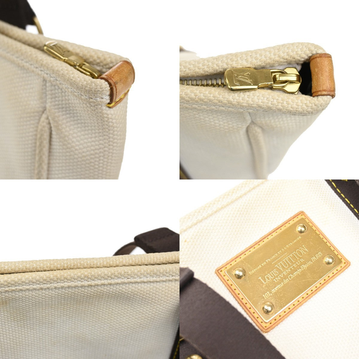 Louis Vuitton Antigua Tote Canvas, WHITE, CANVAS, Tote bag