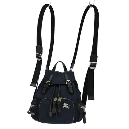Burberry Logo Rucksack Backpack Nylon with Leather, NAVY, NYLON, Backpack