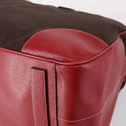 Prada Bowler Bag Canvas with Leather, BROWN, CANVAS, Travel bag