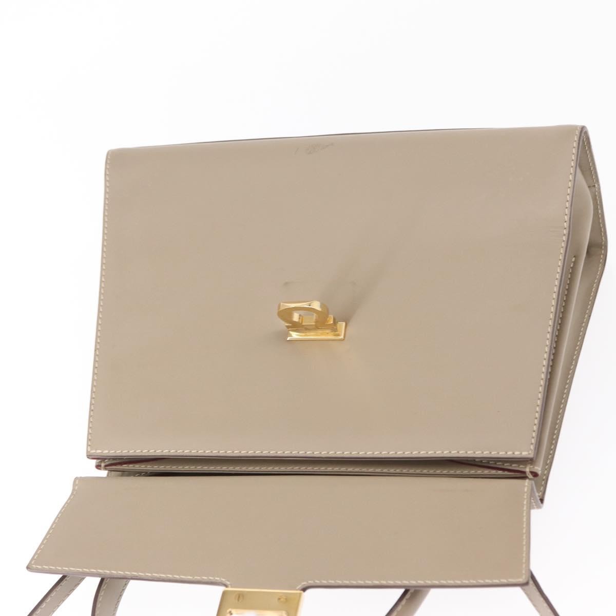 Salvatore Ferragamo Gancini Top Handle Flap Bag Leather, BEIGE, LEATHER, Handbag