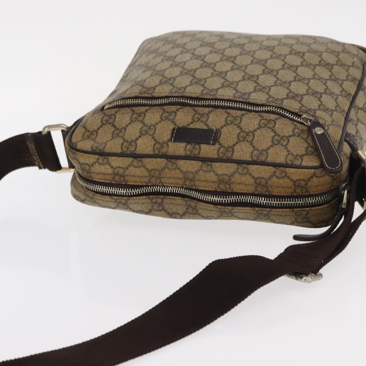 Gucci Front Zip Messenger GG Coated Canvas, BEIGE, CANVAS, Shoulder bag