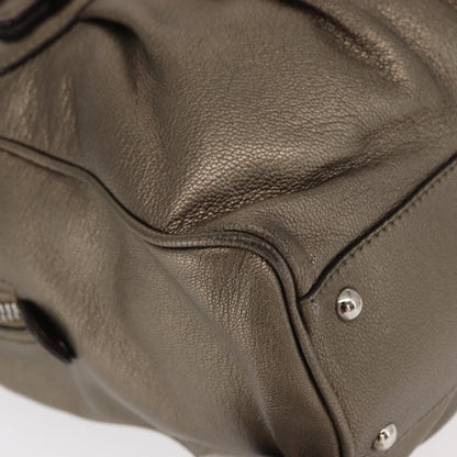 Salvatore Ferragamo Gancini Buckle Shoulder Bag Leather, GOLD, LEATHER, Handbag