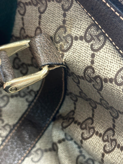 Gucci Vintage Web Boston Bag GG Coated Canvas, BROWN, PVC, Handbag