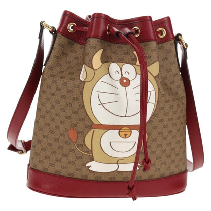 Gucci Doraemon Bucket Bag Printed Mini GG Coated Canvas, BEIGE, PVC, Shoulder bag