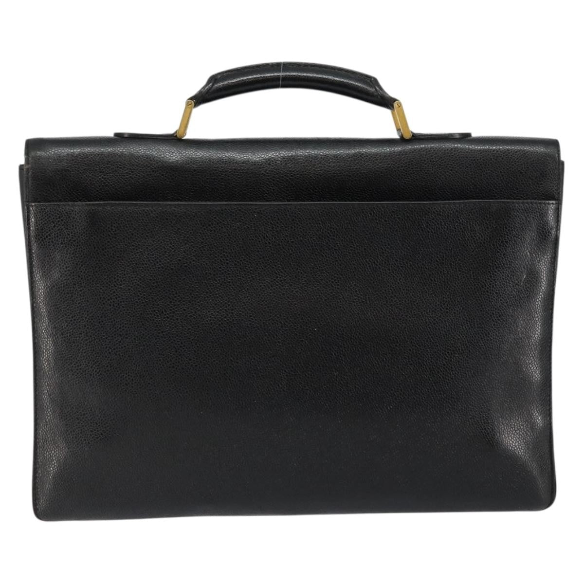Chanel Vintage Lock Briefcase Caviar, Black, Leather, Briefcase