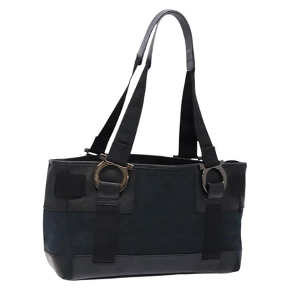 Salvatore Ferragamo Gancini Tote Canvas, BLACK, CANVAS, Tote bag