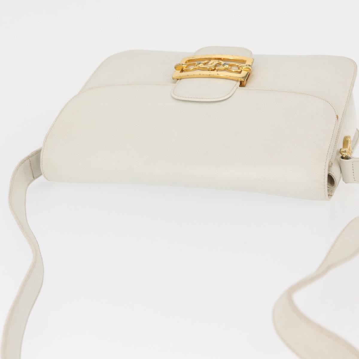 Celine Vintage Shoulder Bag Leather, WHITE, LEATHER, Shoulder bag