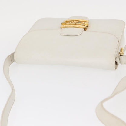 Celine Vintage Shoulder Bag Leather, WHITE, LEATHER, Shoulder bag