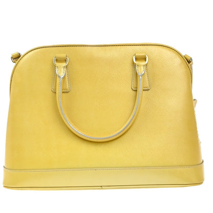 Prada Open Promenade Bag Saffiano Leather, Yellow, Leather, Handbag