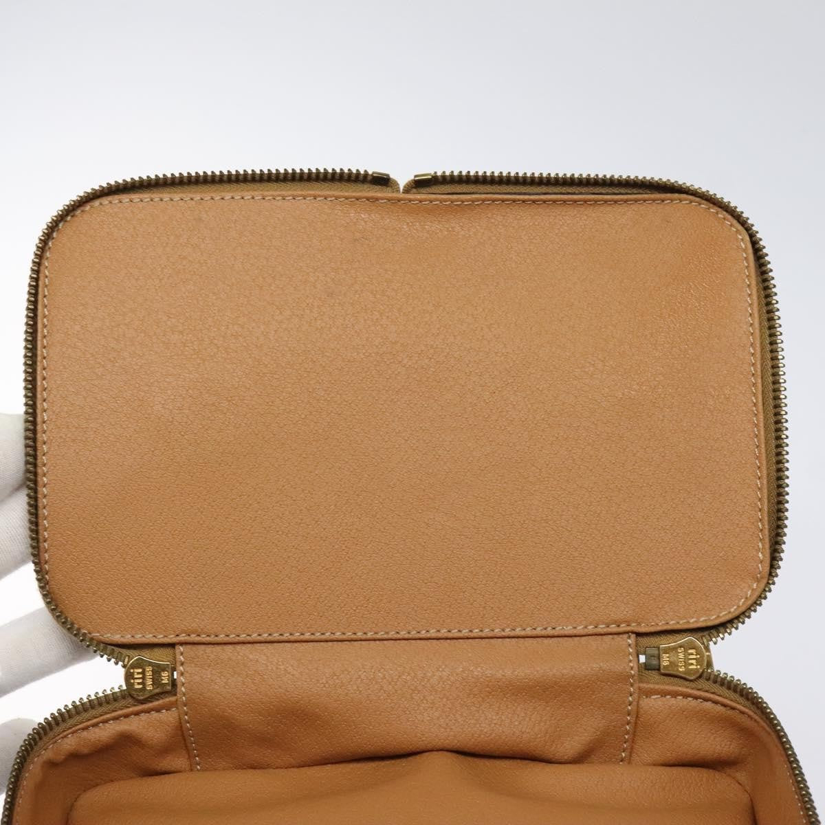 Celine Vintage Double Zip Vanity Case Macadam Coated Canvas, BROWN, CANVAS, Toiletry Case