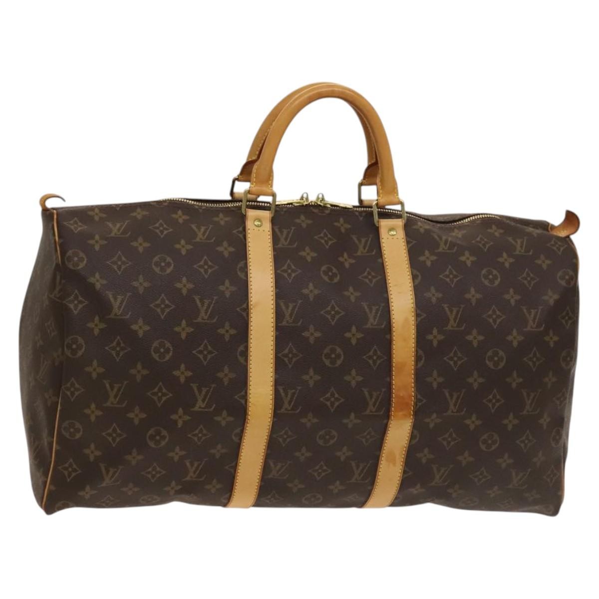 Louis Vuitton Keepall Bag Monogram Canvas, BROWN, CANVAS, Travel bag