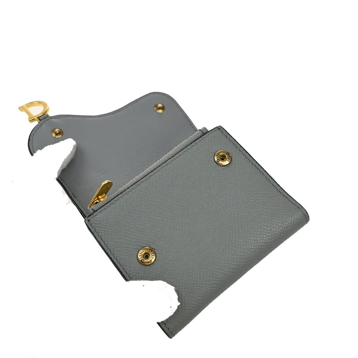 Christian Dior Saddle Trifold Flap Wallet Leather, BLUE, LEATHER, Wallets