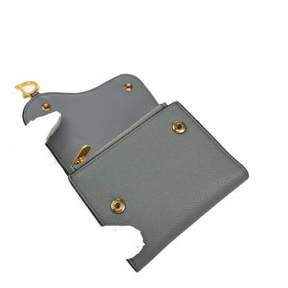 Christian Dior Saddle Trifold Flap Wallet Leather, BLUE, LEATHER, Wallets