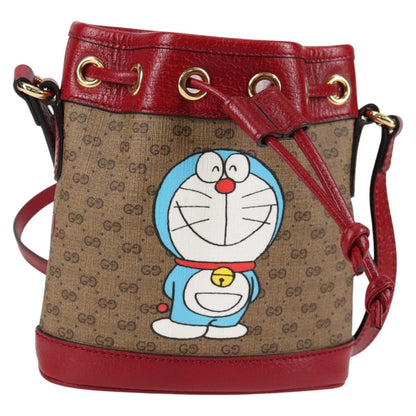 Gucci Doraemon Bucket Bag Printed Mini GG Coated Canvas, BEIGE, PVC, Crossbody bag