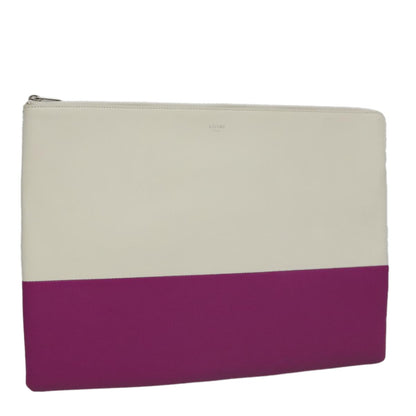 Celine Solo Pouch Bicolor Leather, PURPLE, LEATHER, Clutche & pouche