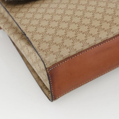 Celine Vintage Macadam Circle Logo Shoulder Bag Canvas and Leather, Beige, Canvas, Shoulder Bag