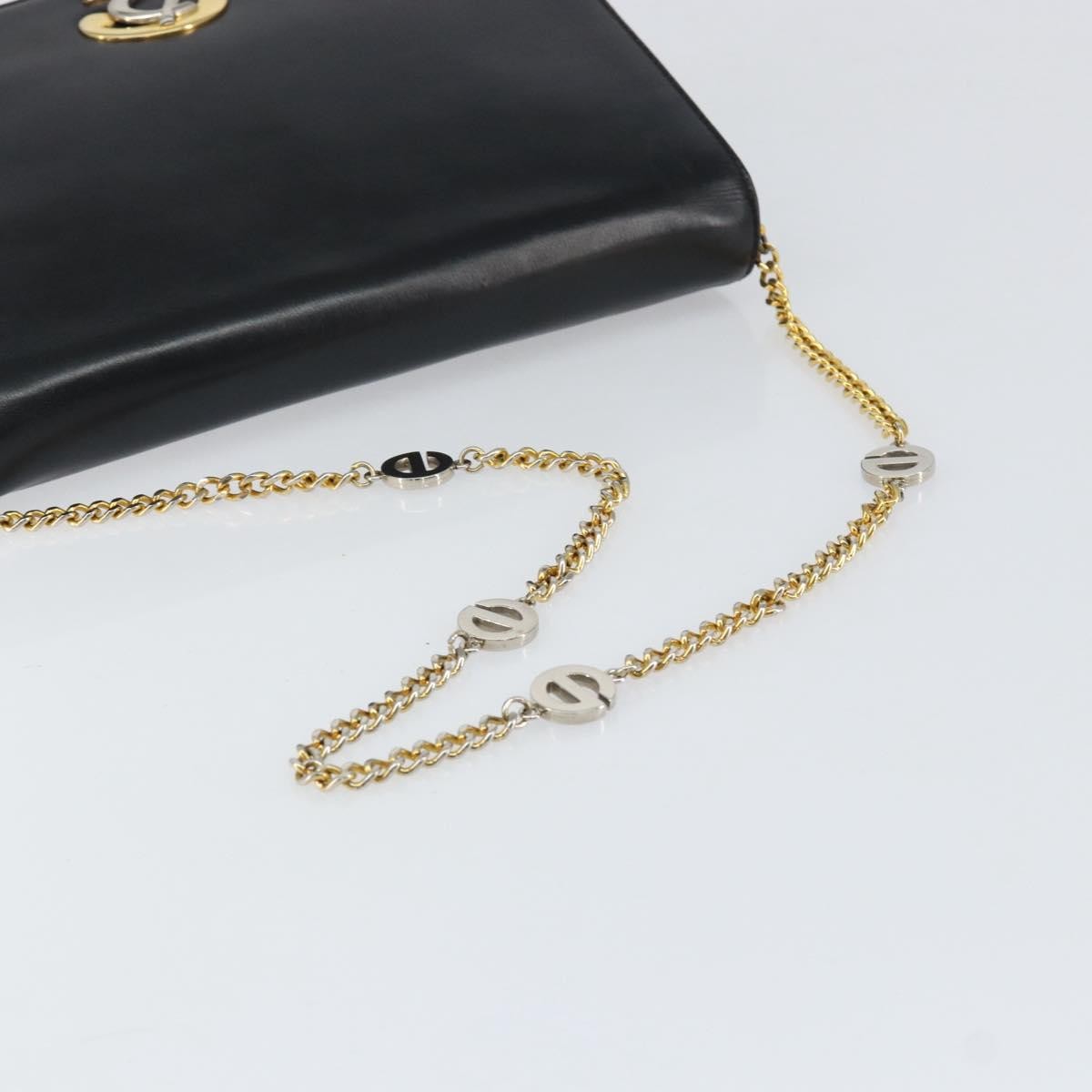 Christian Dior Vintage Chain Flap Shoulder Bag Leather, BLACK, LEATHER, Shoulder bag