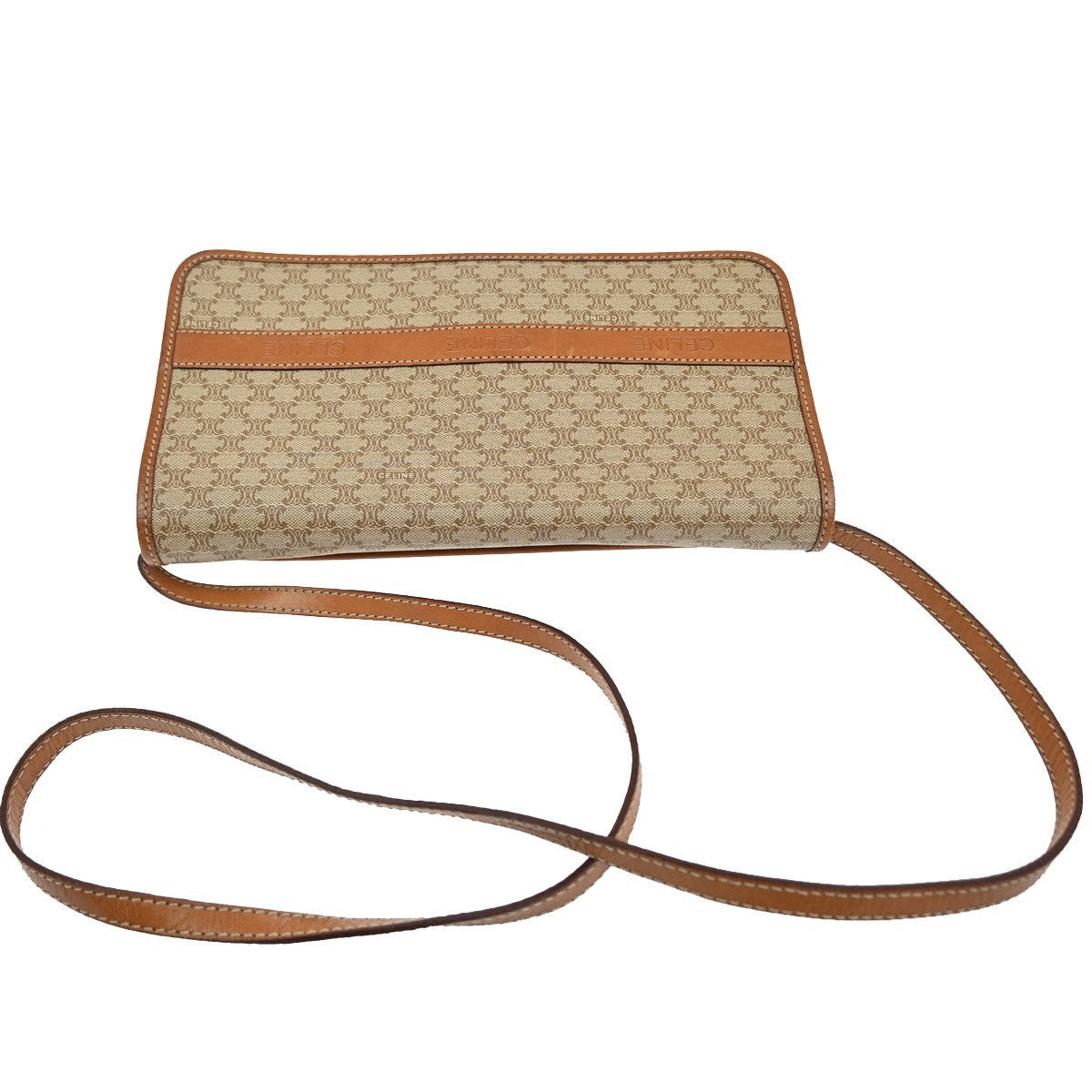 Celine Macadam Pochette Canvas and Leather, BEIGE, PVC, Clutche & pouche
