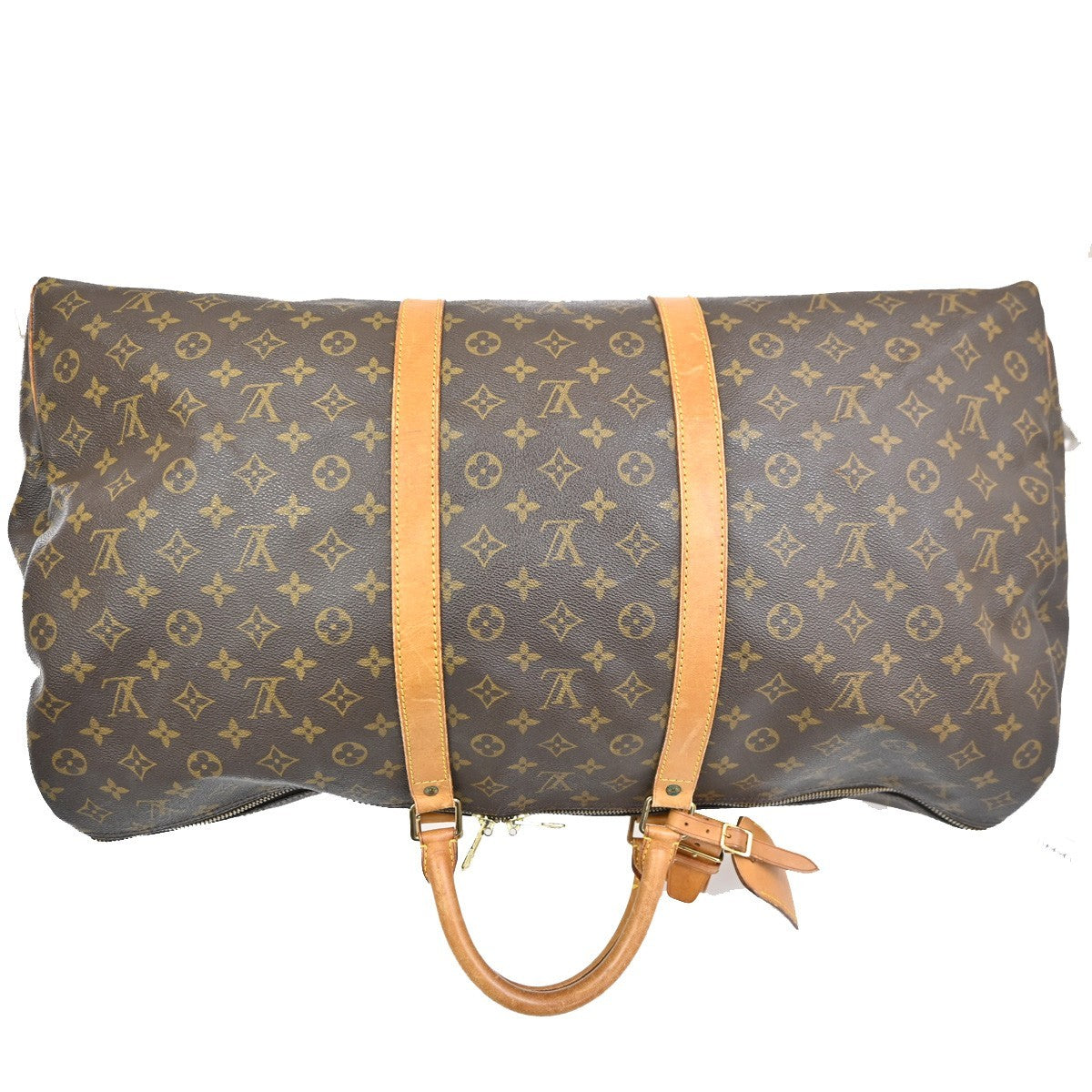 Louis Vuitton Keepall Bag Monogram Canvas, BROWN, LEATHER, Travel bag