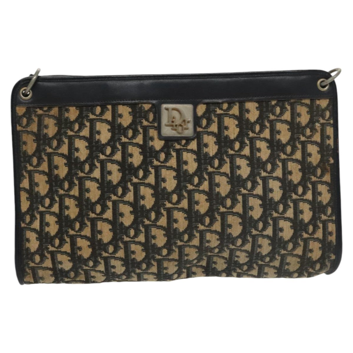 Christian Dior Vintage Trotter Shoulder Bag Canvas, NAVY, CANVAS, Shoulder bag