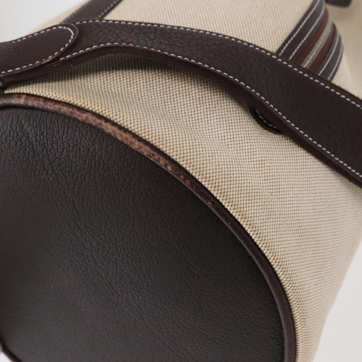 Hermes Sac Marin Recif Drawstring Bag Toile with Leather, BEIGE, CANVAS, Shoulder bag