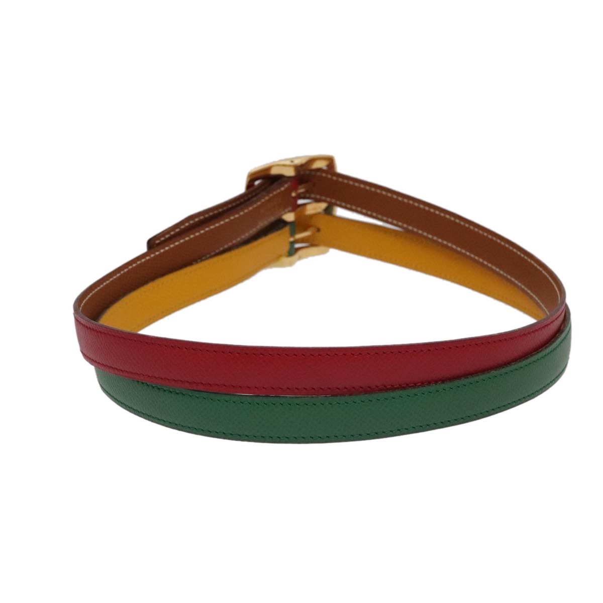 Hermes Double Hole Buckle Belt Metal and Leather, Multicolour, Leather, Belt