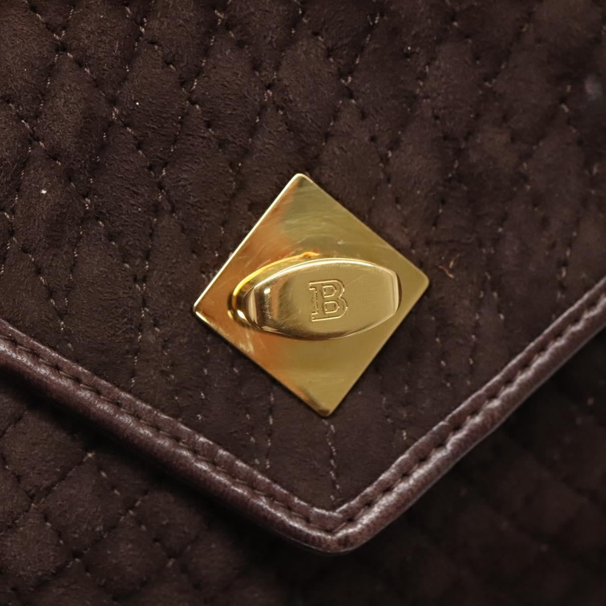 Bally Vintage Handbag Quilted suede, BROWN, SUEDE, Handbag