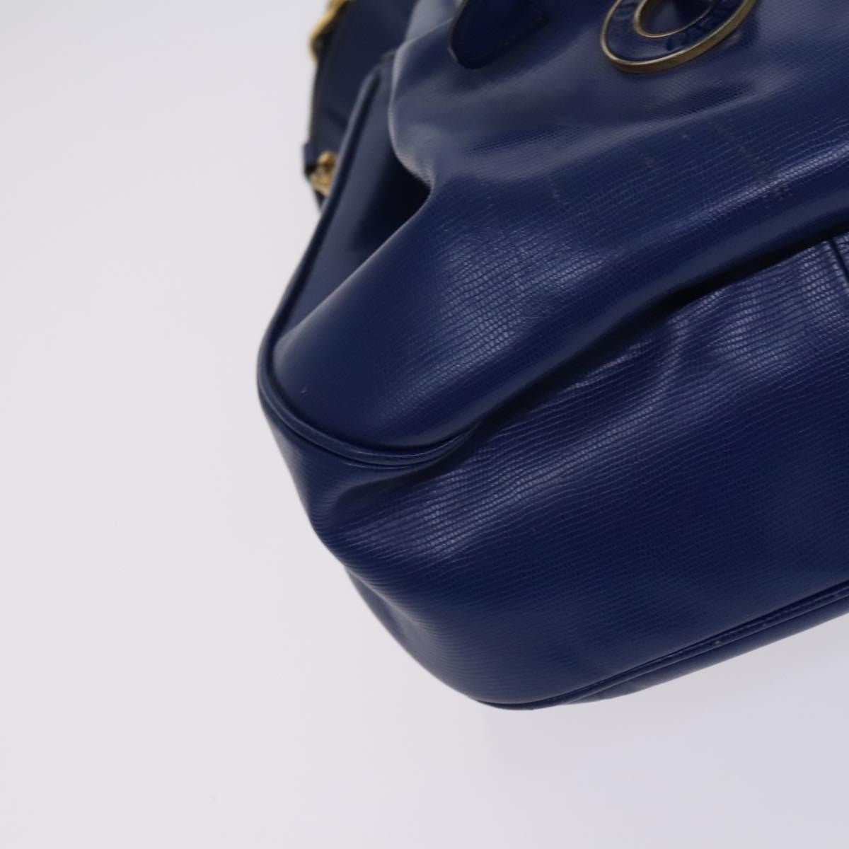 Celine Circle logo Leather, BLUE, LEATHER, Shoulder bag