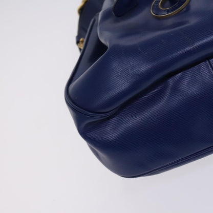 Celine Circle logo Leather, BLUE, LEATHER, Shoulder bag