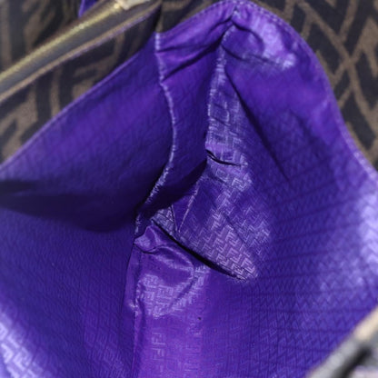 Fendi Compartment Shopping Tote Zucca Coated Canvas, BLACK, PVC, Tote bag