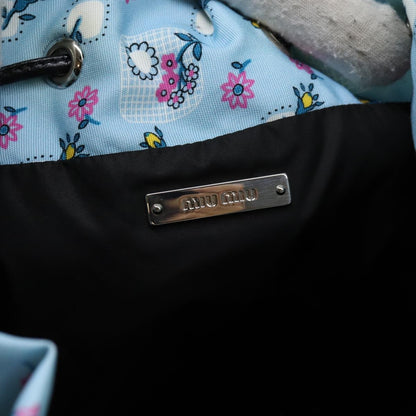 Miu Miu Drawstring Pouch Nylon, BLUE, NYLON, Clutche & pouche
