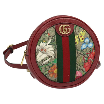 Gucci Ophidia Round Backpack Flora GG Coated Canvas, BEIGE, CANVAS, Backpack